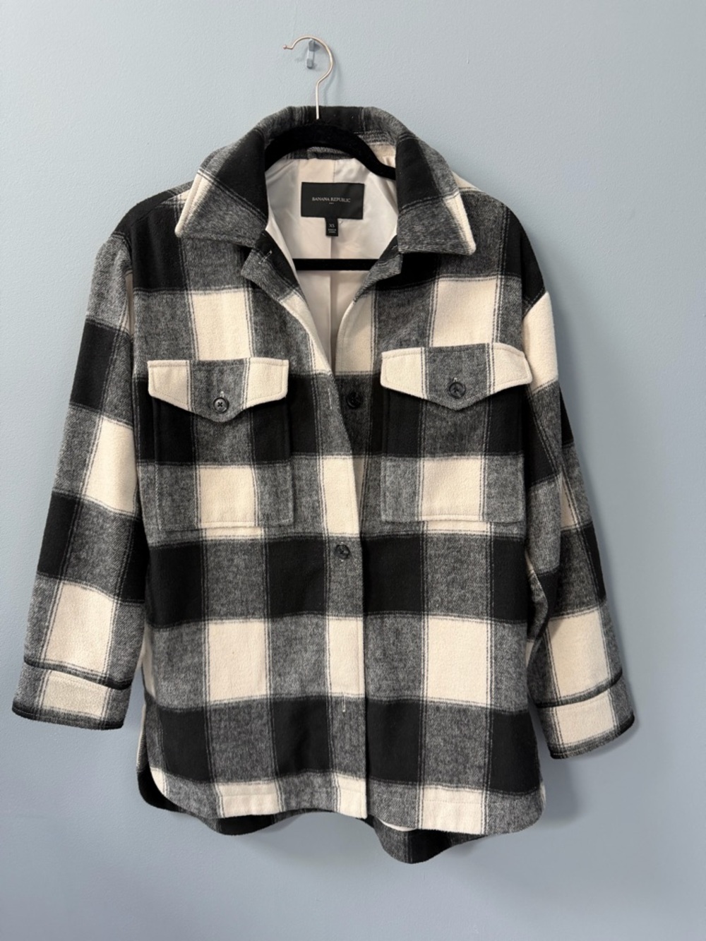 Banana Republic Black & White Plaid Utility Jacket